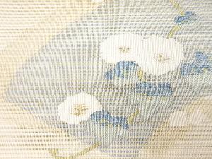 アンティーク　絽綴れ地紙に枝花模様織り出し名古屋帯